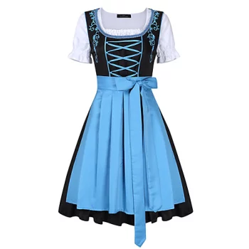 Oktoberfestbier Dirndl Trachtenkleader Damen Kleid Bayerisch Urlaubskleid Kostüm Purpur Grün Leicht Blau