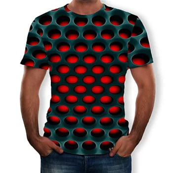 Herren T-Shirt Grafik 3D-Druck Übergrössen Kurzarm Normal Oberteile Street Schick Übertrieben Purpur Gelb Rot