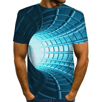 Herren T-Shirt 3D-Druck Grafik 3D-Druck Druck Kurzarm Alltag Oberteile Grundlegend Übertrieben Blau Purpur Rote