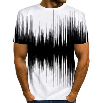 Herren T-Shirt 3D-Druck Grafik 3D Übergrössen Druck Kurzarm Alltag Oberteile Street Schick Schwarz / Weiß Weiß Rote