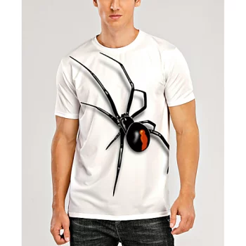 Herren T-Shirt 3D-Druck Grafik Spinnen Tier Druck Kurzarm Alltag Oberteile Freizeit Sahne Leinen Weiß