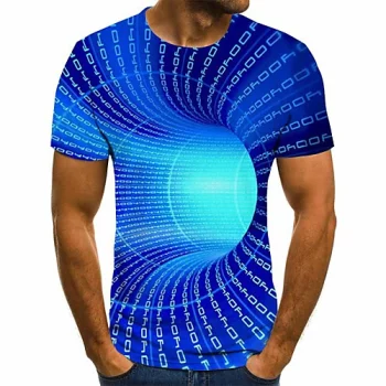 Herren T-Shirt Grafik 3D-Druck Übergrössen Kurzarm Alltag Oberteile Grundlegend Blau Purpur Rote