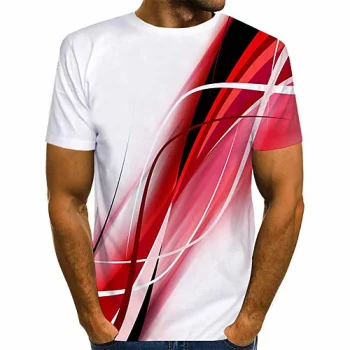 Herren T-Shirt 3D-Druck Grafik Druck Kurzarm Alltag Oberteile Street Schick Blau Rote Grau