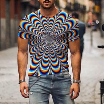 Herren T-Shirt 3D-Druck Grafik 3D-Druck Druck Kurzarm Alltag Oberteile Grundlegend Regenbogen