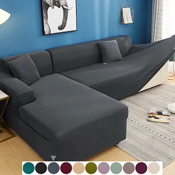 Stretch-Sofabezug Schonbezug elastischer Schnittsofa Sessel Loveseat 4- oder 3-Sitzer L-Form einfarbig einfarbig weich strapazierfähig